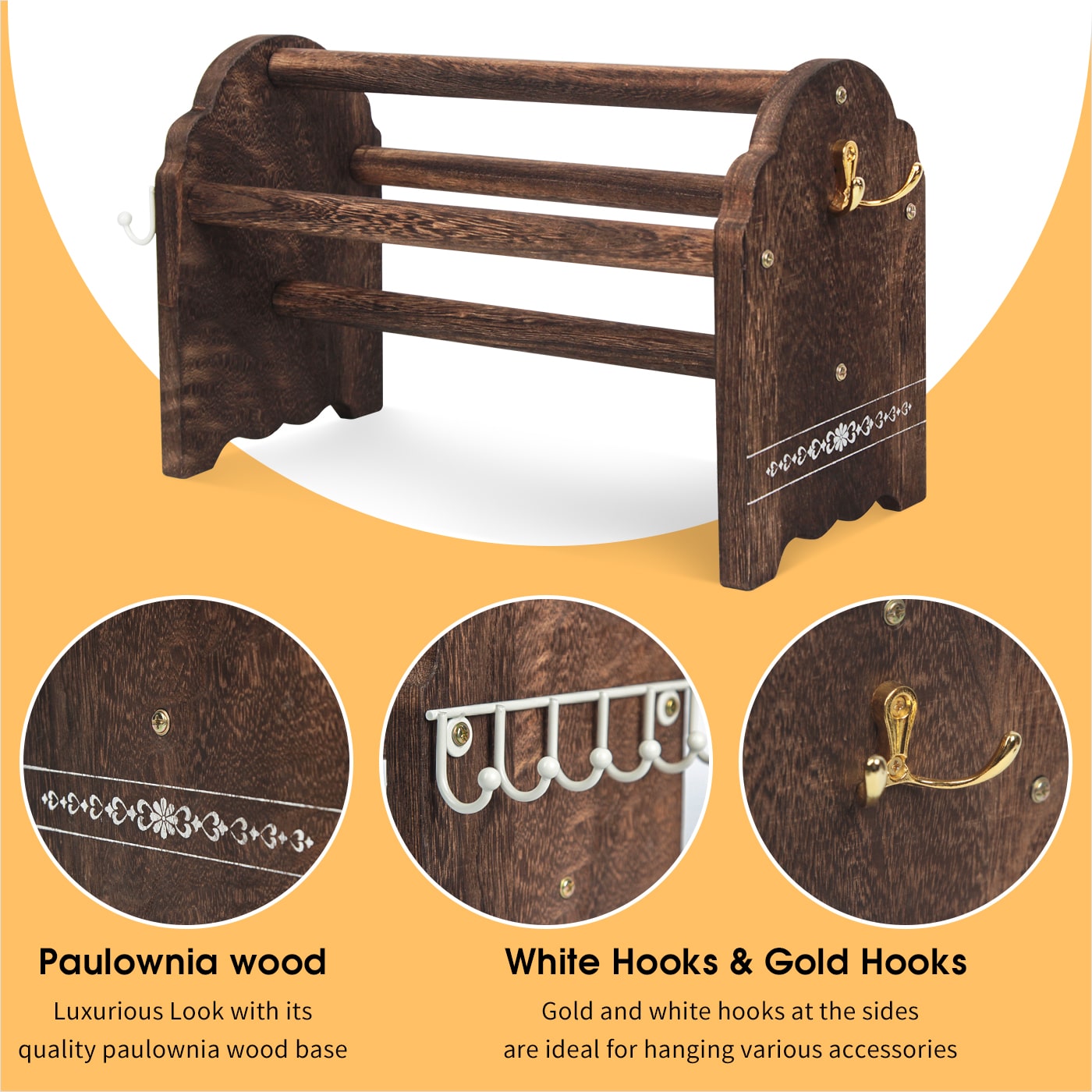 Jackcube Design Porta Cerchietti Stand Legno 6 Ganci