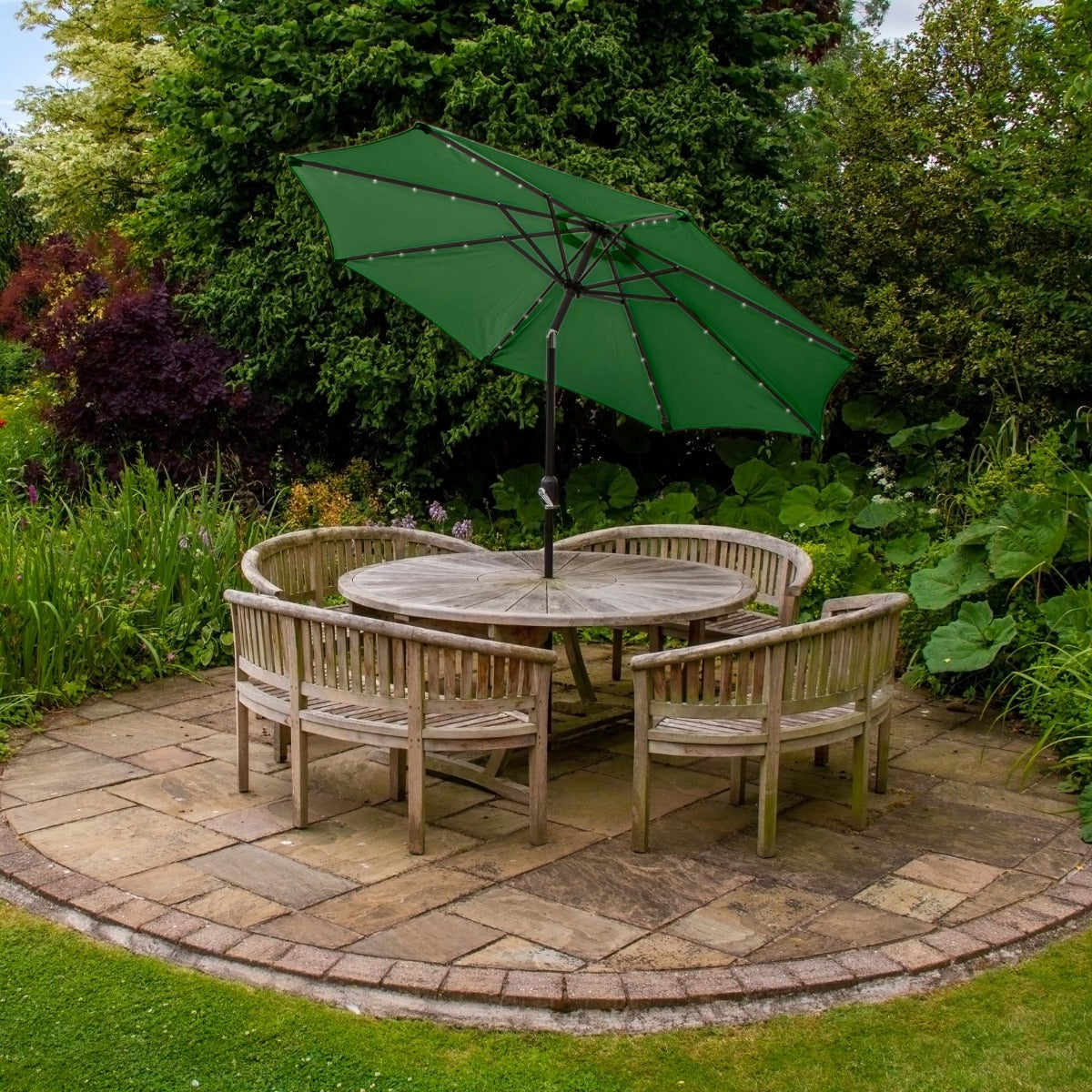 Q-Rax Ombrellone Giardino Inclinabile 2,7m Verde LED Solare