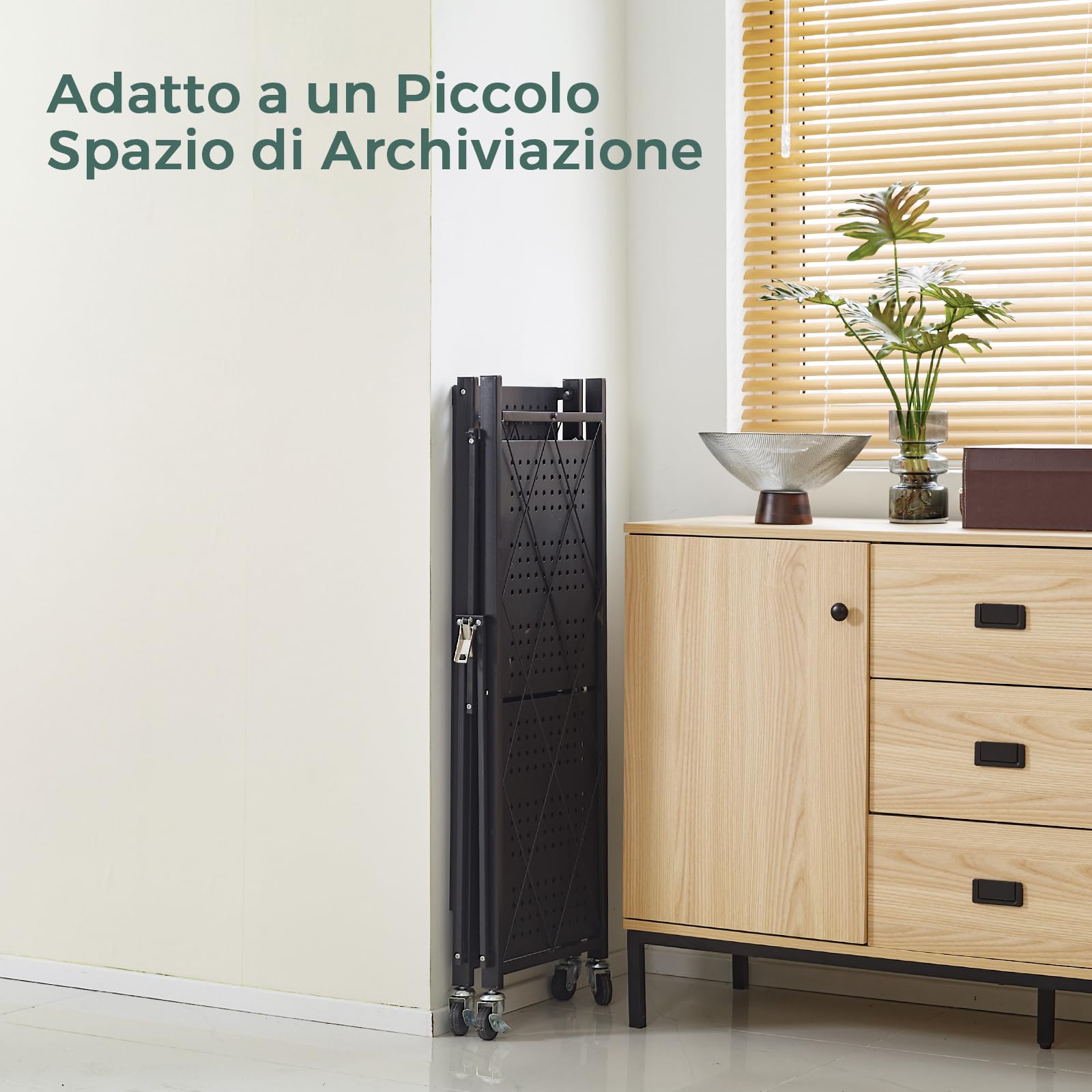 DEANIC Folding Storage Shelves scaffale metallo nero 3 ripiani