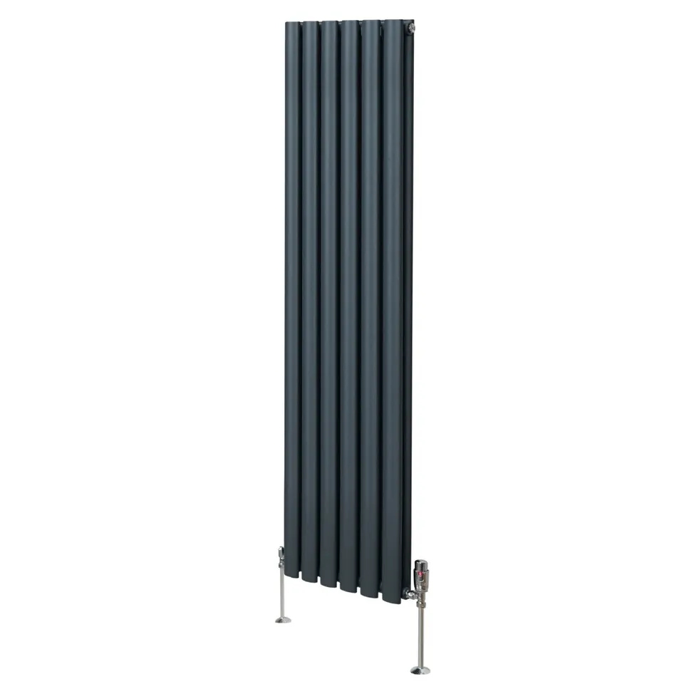 Q-Rax Radiatore Ovale 1600x360 Antracite con Valvole TRV