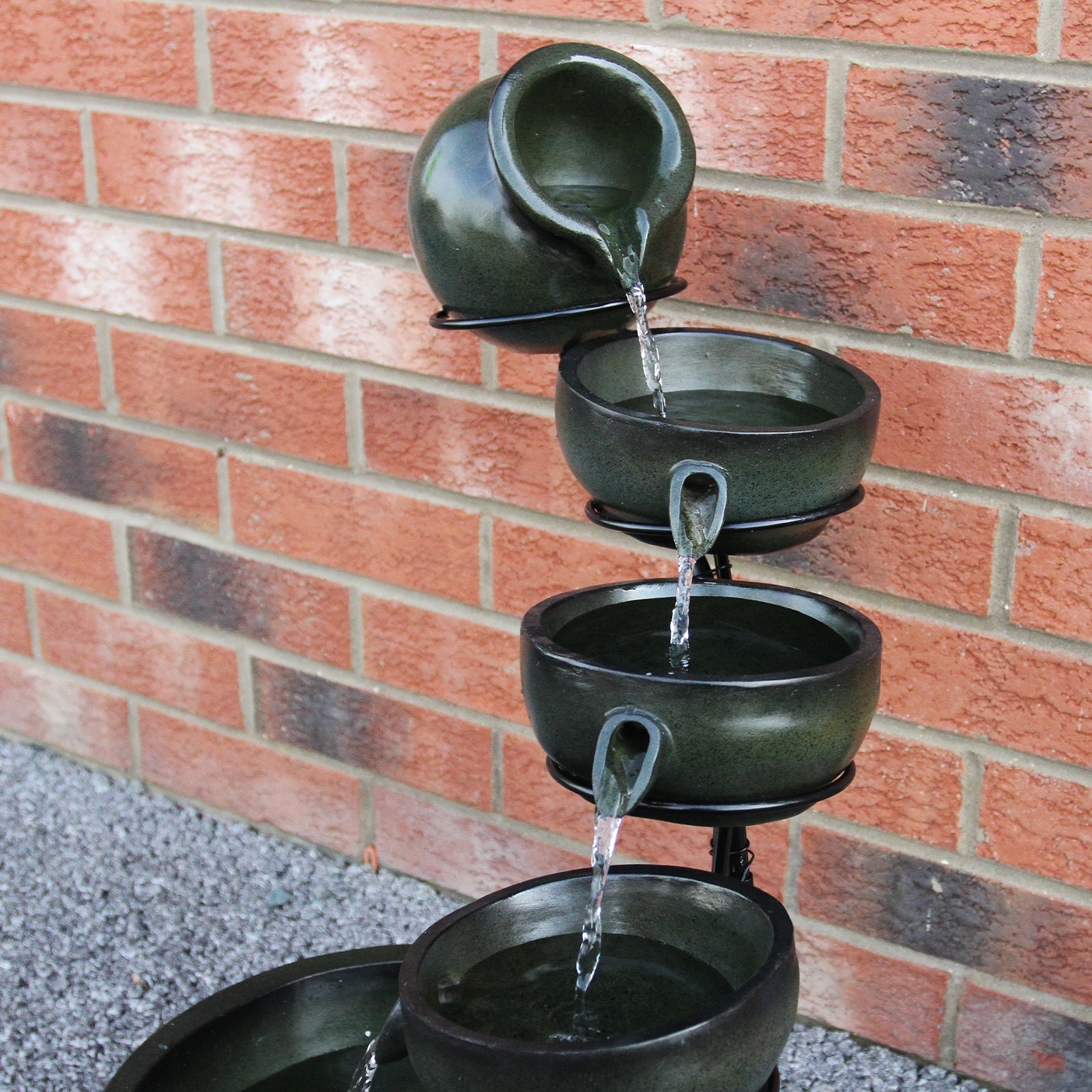 Q-Rax Fontana Solare a Cascata fontana verde 56 cm
