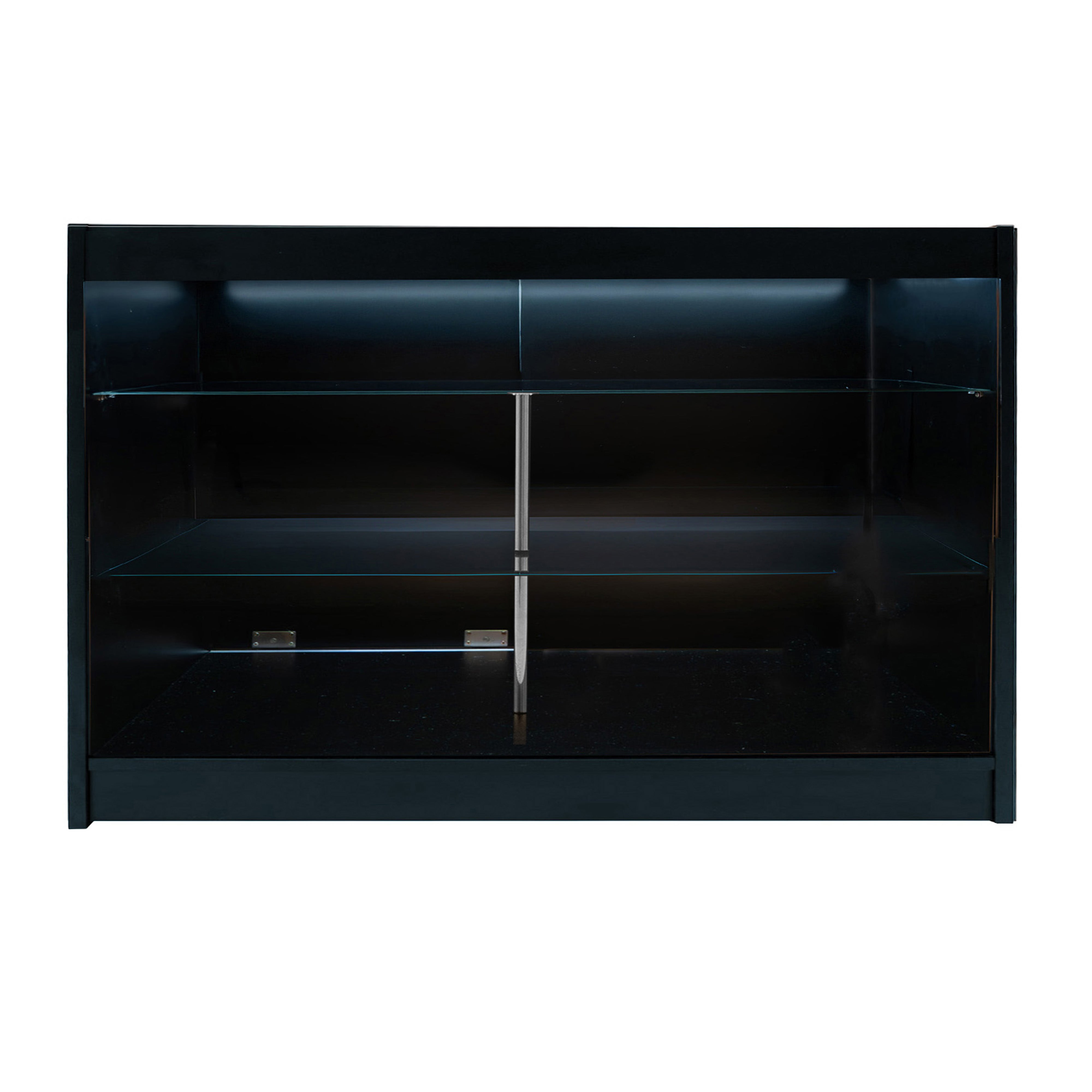 Q-Rax Bancone Negozio LED K1500 Nero Vetro 3 Ripiani