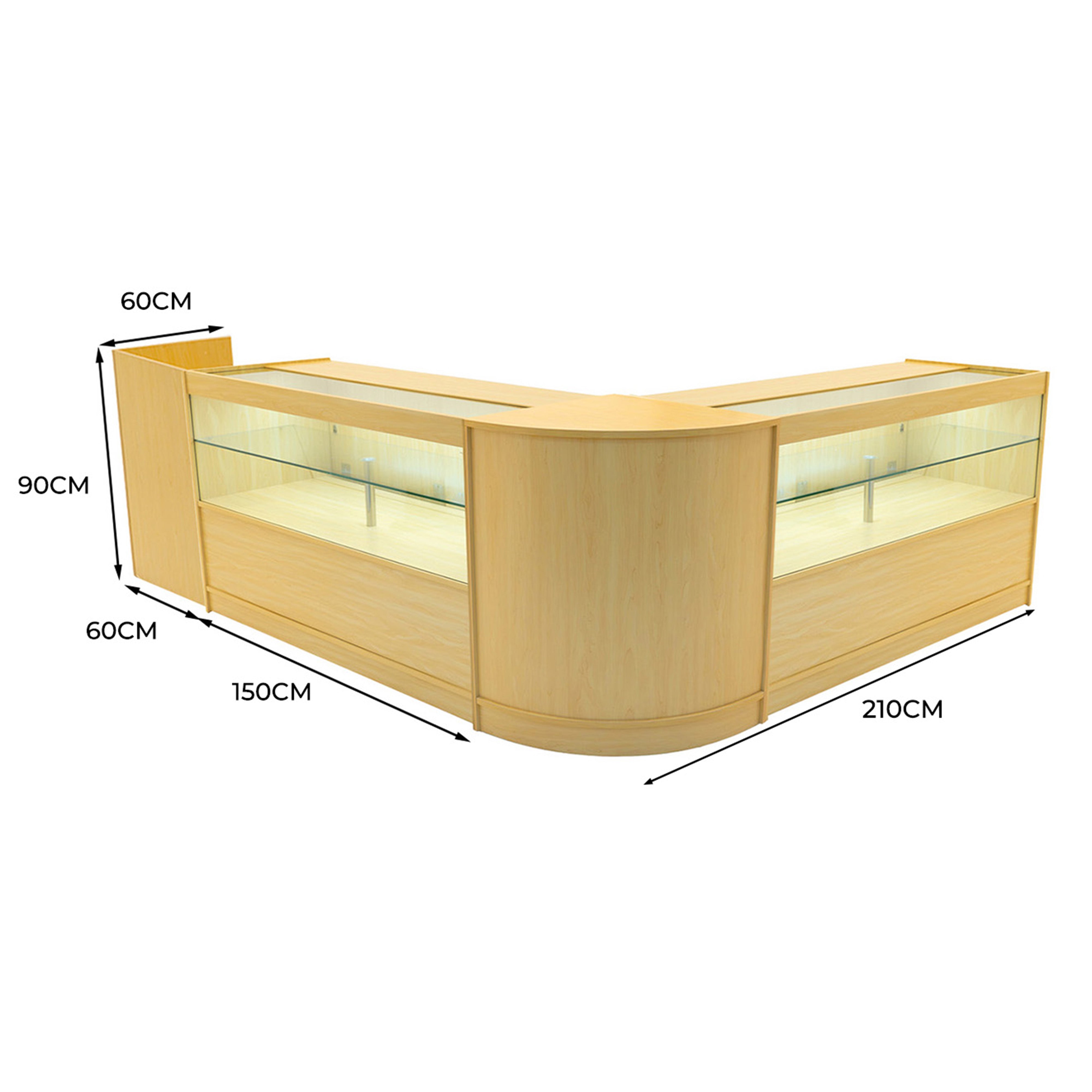Q-Rax Phoenix Set Banconi Negozio LED Acero 4 Pezzi
