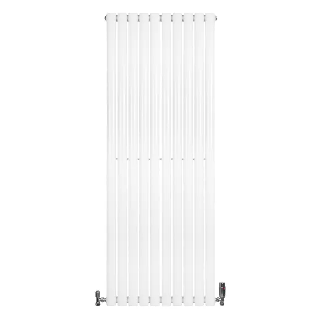 Q-Rax Radiatori Tradizionali Radiatore Ovale 1600x600 Bianco Valvole