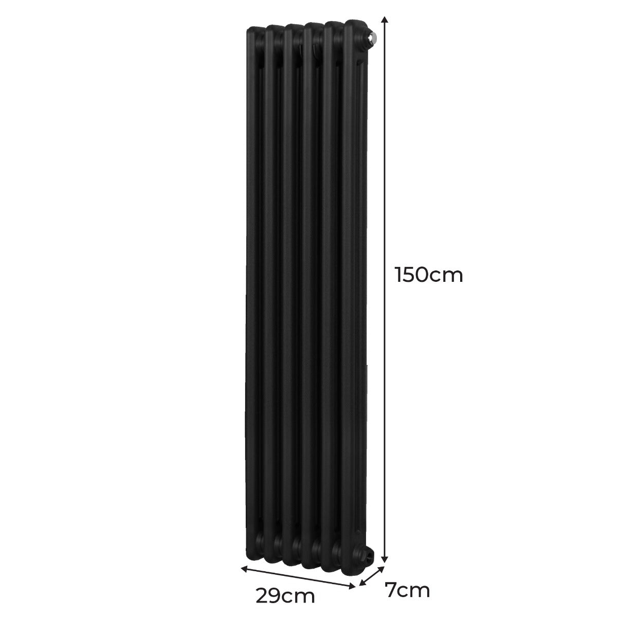 Q-Rax Radiatori Tradizionali Termosifone 2 Colonne 1500x292 Nero