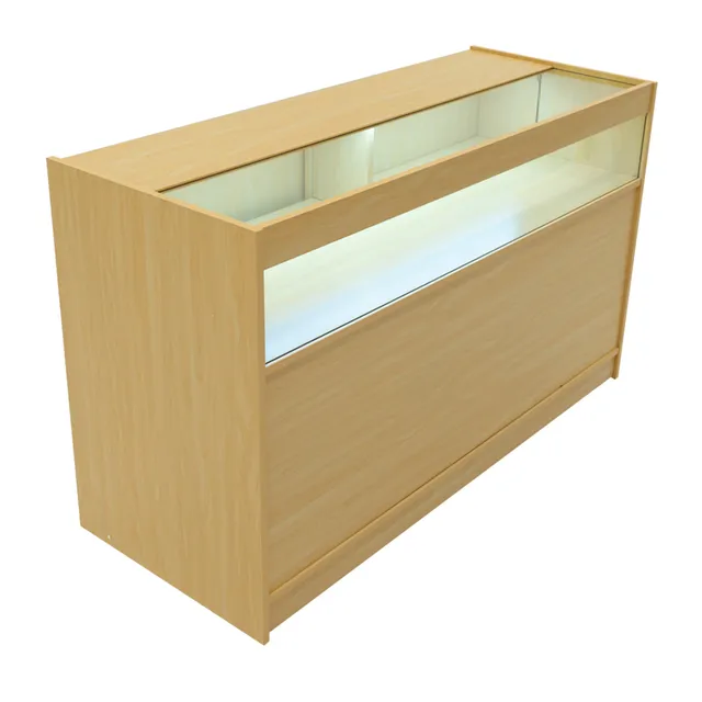 Q-Rax B1500 Bancone da Negozio LED Acero 150 cm con Vetrina