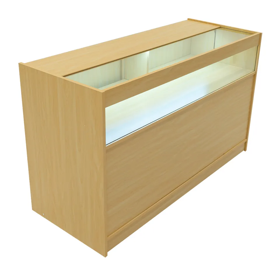 Q-Rax B1500 Bancone da Negozio LED Acero 150 cm con Vetrina