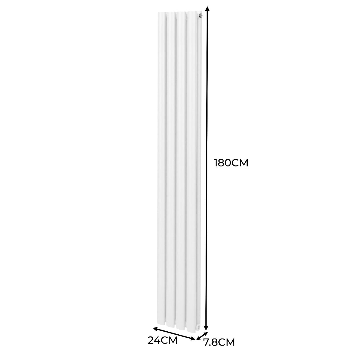 Q-Rax Radiatori Tradizionali Ovale 1800x240 Bianco Valvole