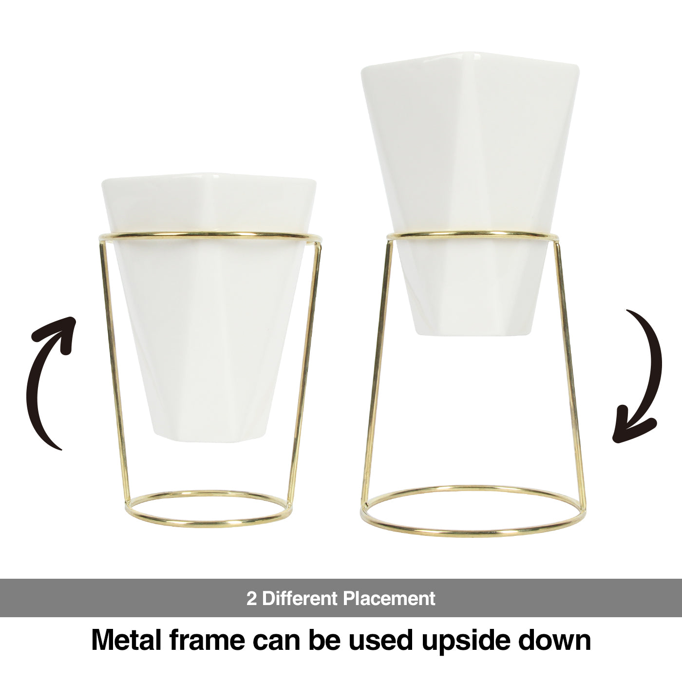 Jackcube Design set 2 vasi ceramica bianca con supporto oro