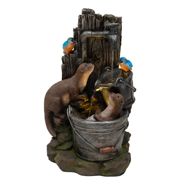 Q-Rax Otter Oasis Fontana Elettrica Giardino con LED