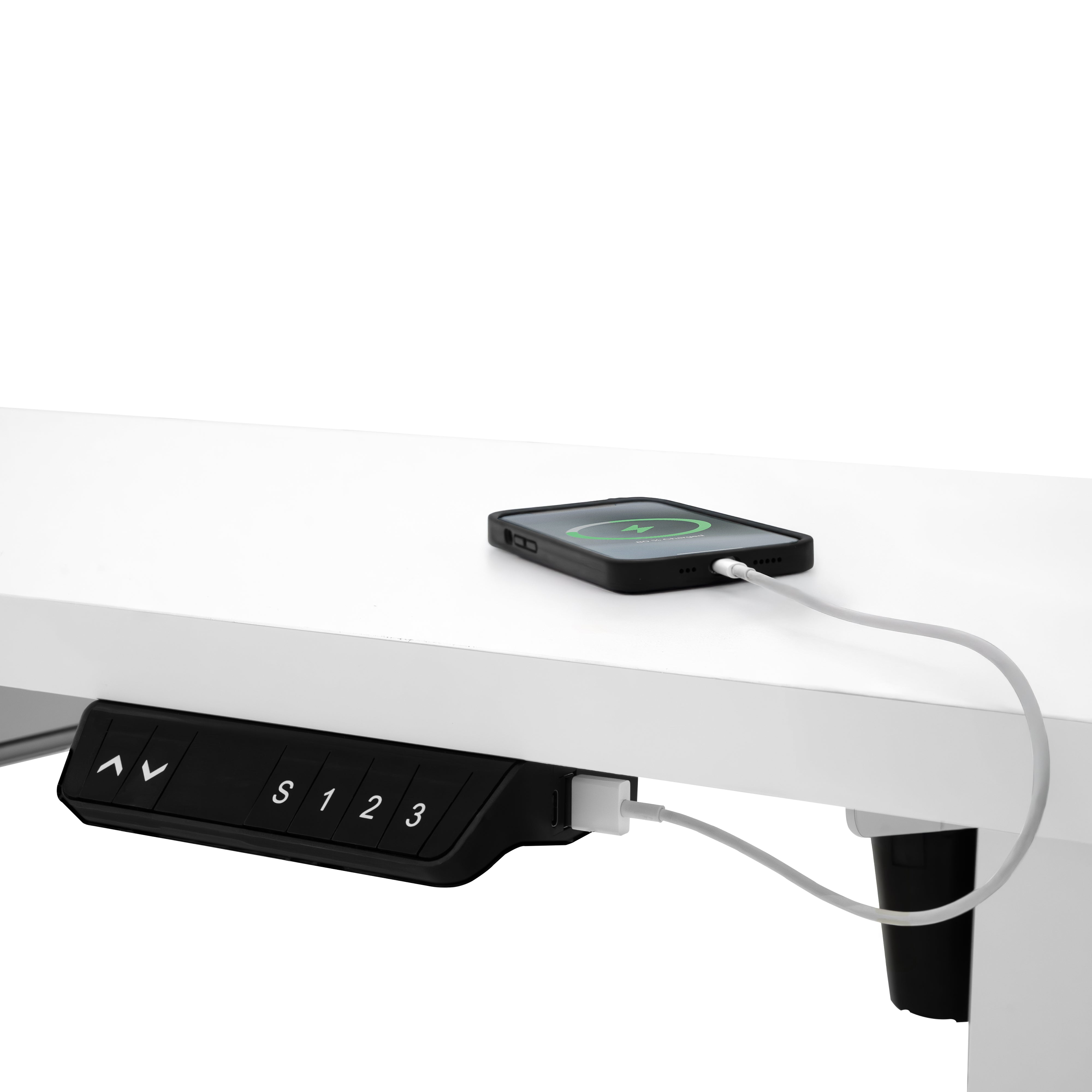 Q-Rax Scrivania Elettrica Regolabile 120x60 Bianca con Cassetto