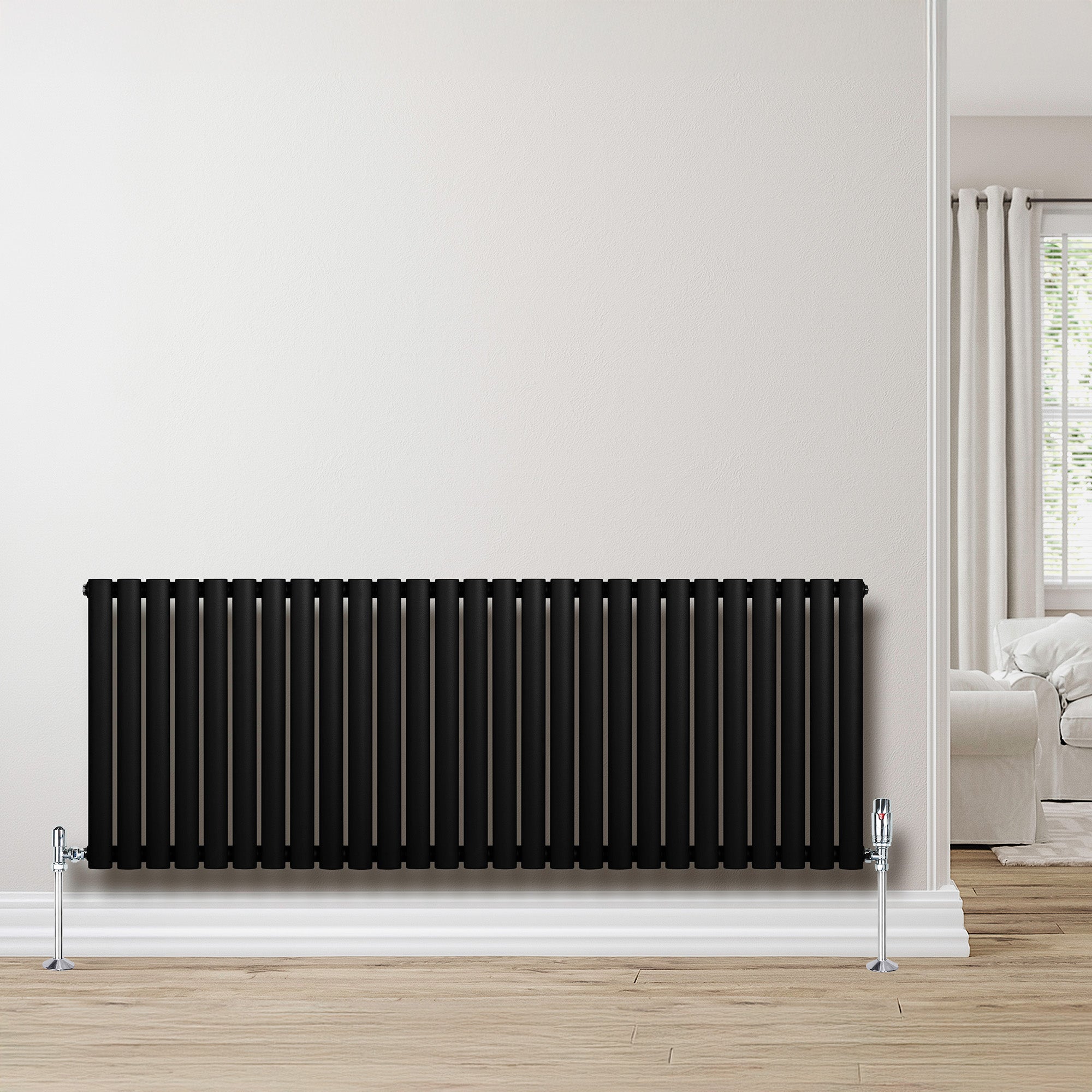 Q-Rax Radiatore Ovale Colonna Singola 600x1620 mm Nero
