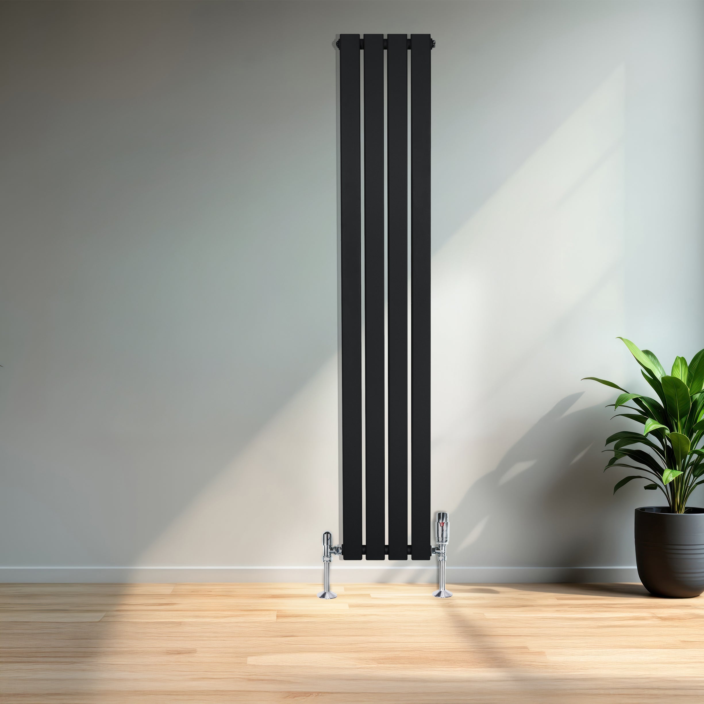 Q-Rax Radiatore Verticale Nero 1600x280mm con Valvole