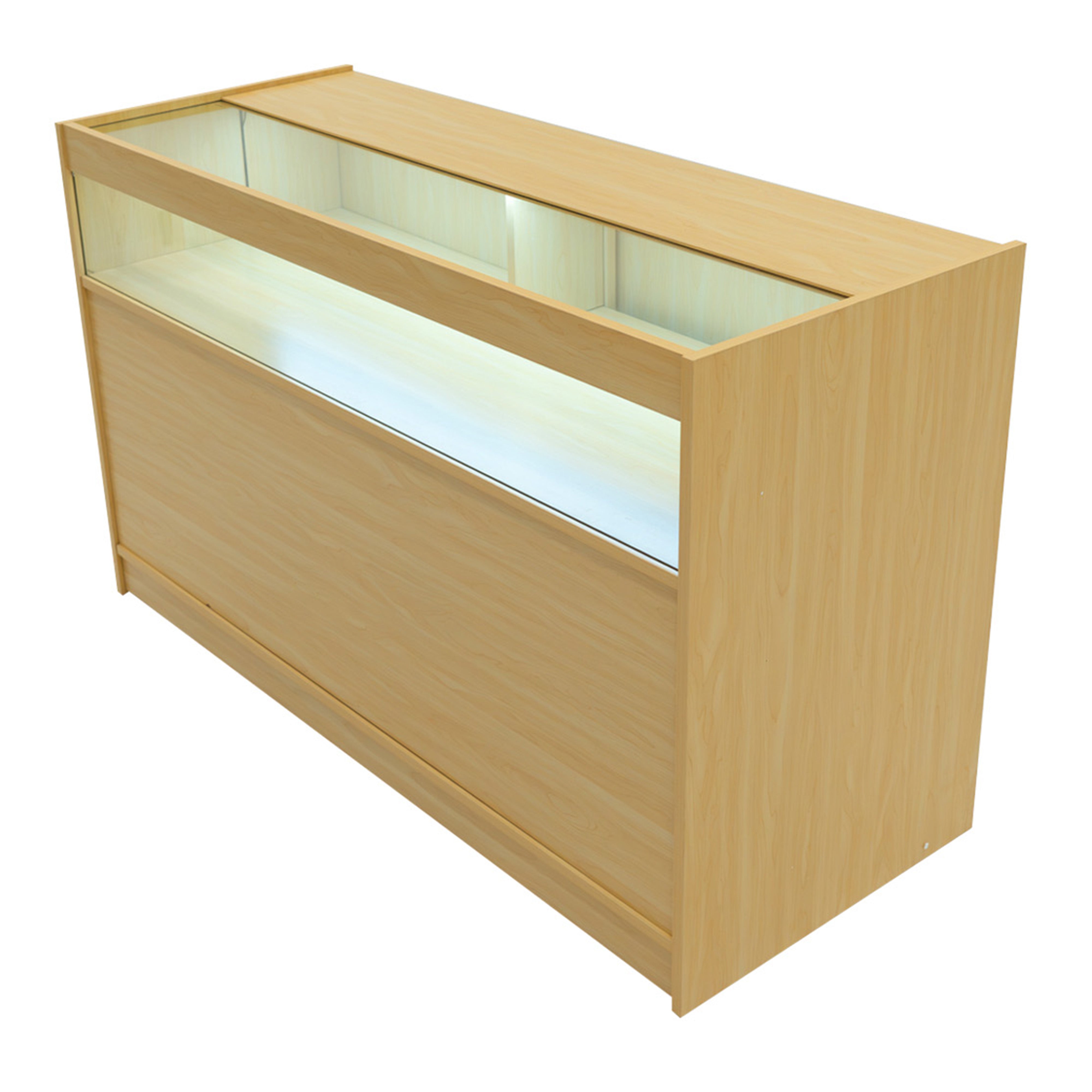 Q-Rax B1500 Bancone da Negozio LED Acero 150 cm con Vetrina