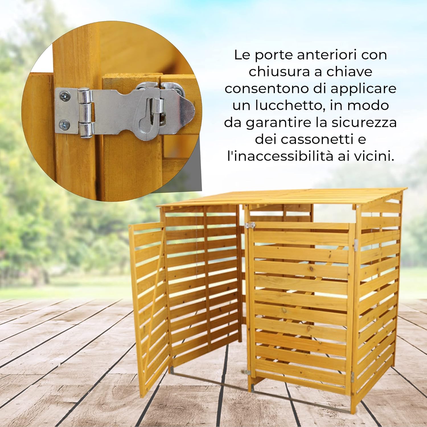 Q-Rax Copribidone Doppio Legno 2x240 L con Sportelli
