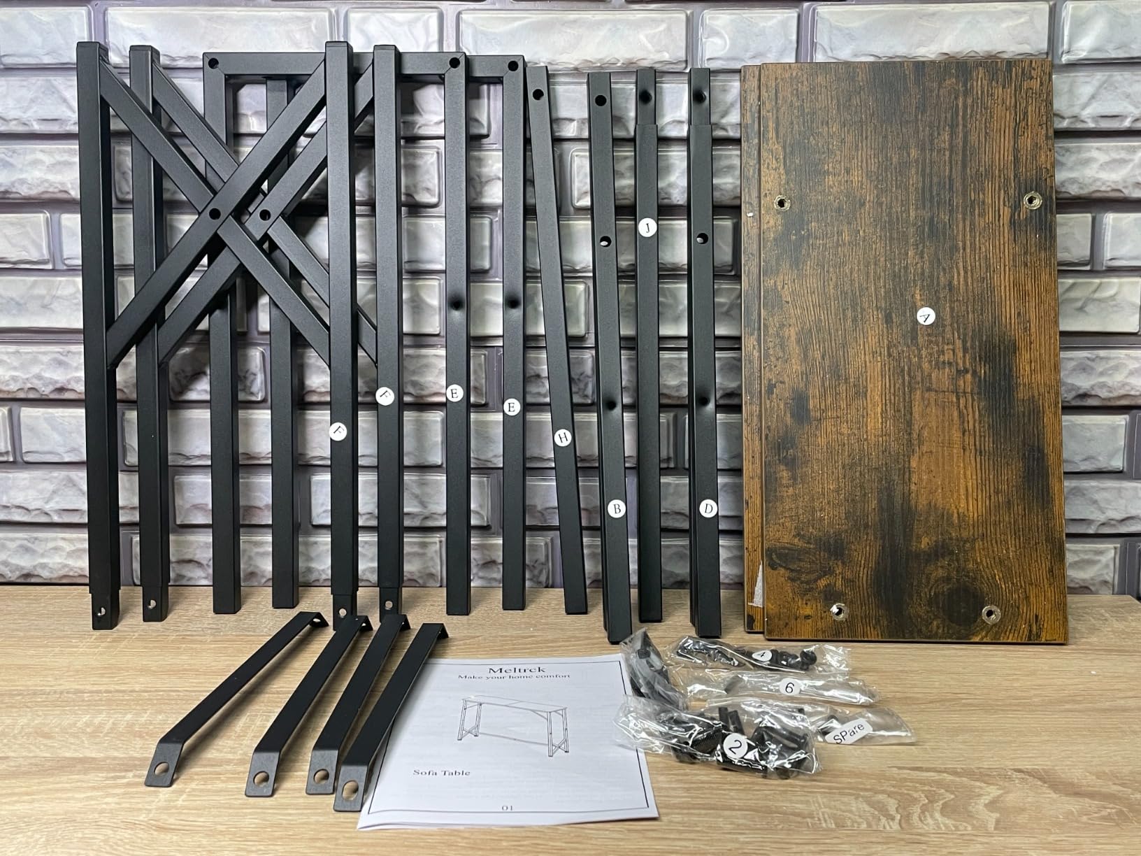 Meltrck Tavolo Consolle Vintage 80x20x80 Legno Metallo Sottile