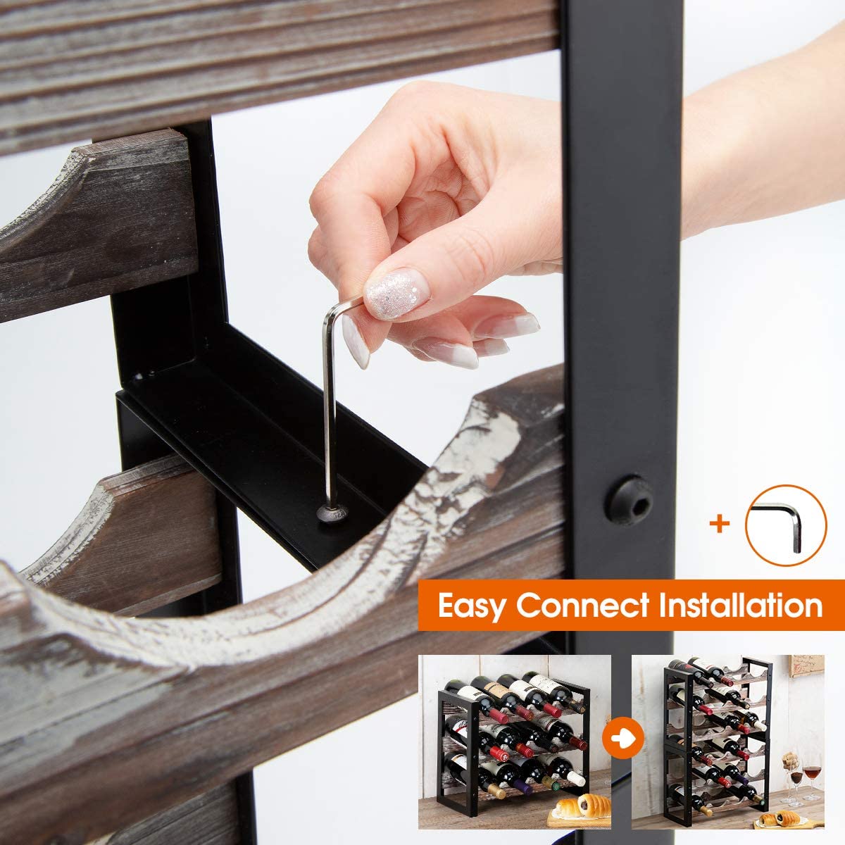 Jackcube Design Kitchen portavino 3 livelli 12 bottiglie legno