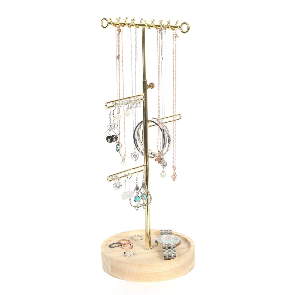 Jackcube Design Makeup & Jewelry albero gioielli oro con vassoio legno