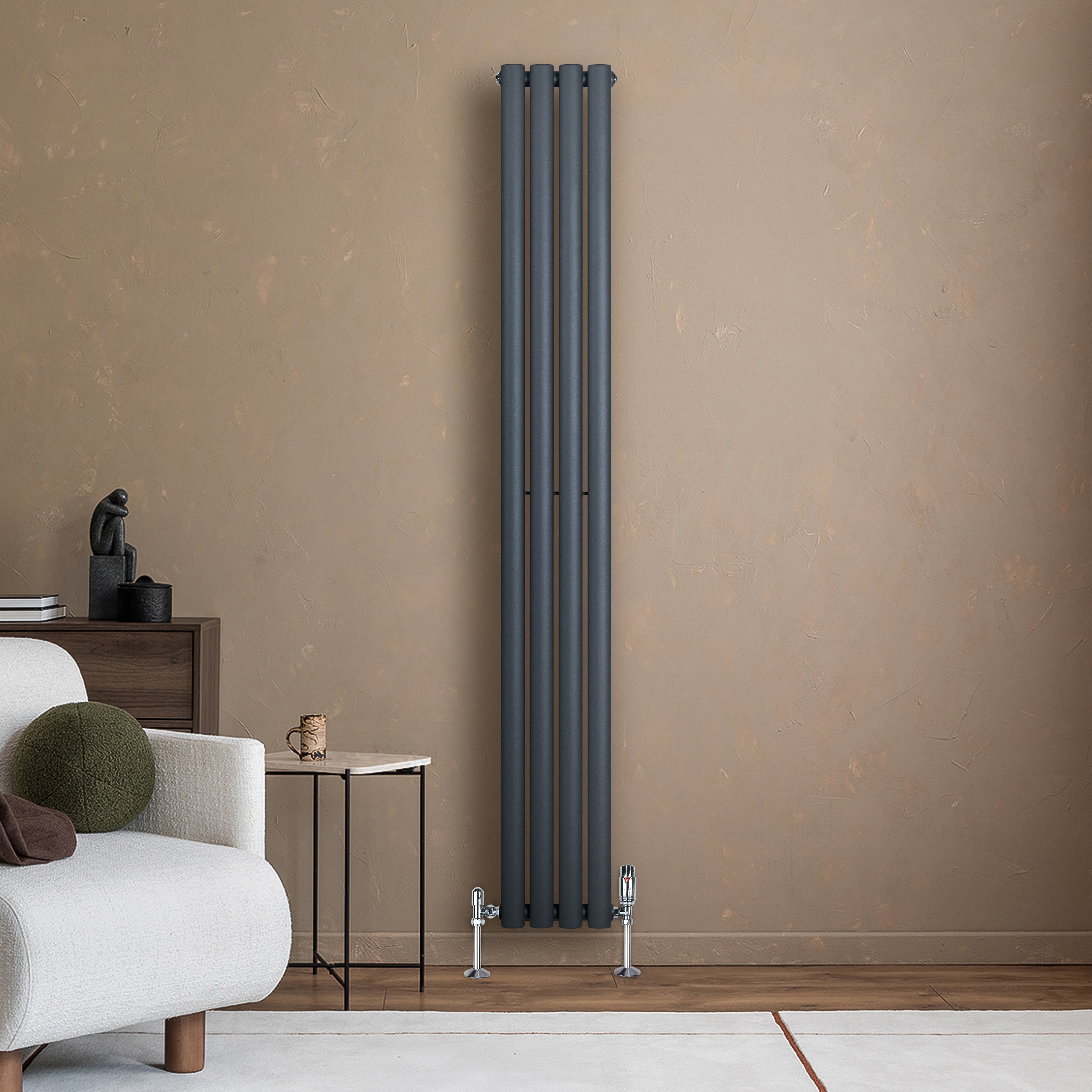 Q-Rax Radiatori Tradizionali 1800x240 Radiatore Antracite Valvole