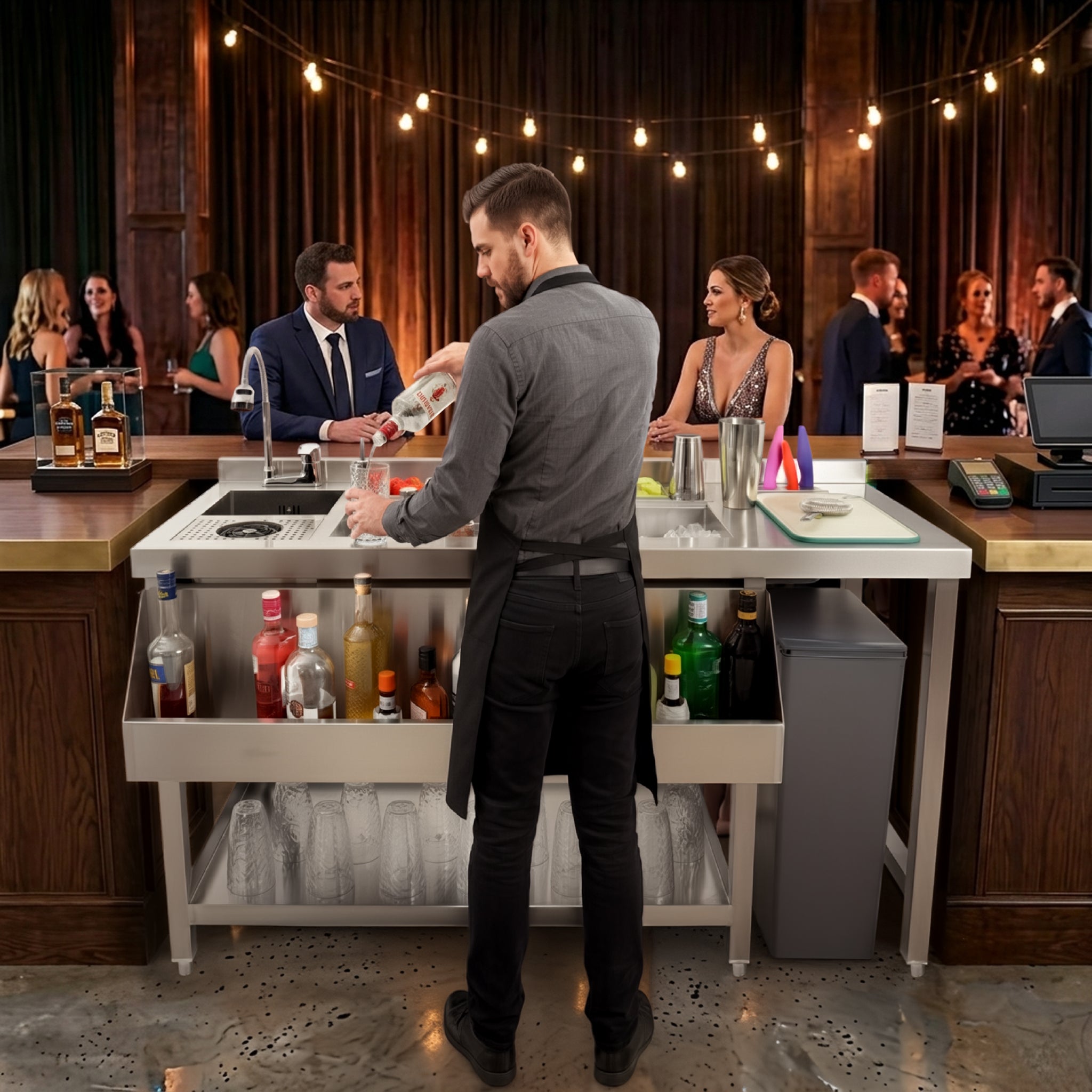 Q-Rax Postazione Bar Cocktail Premium Acciaio Inox