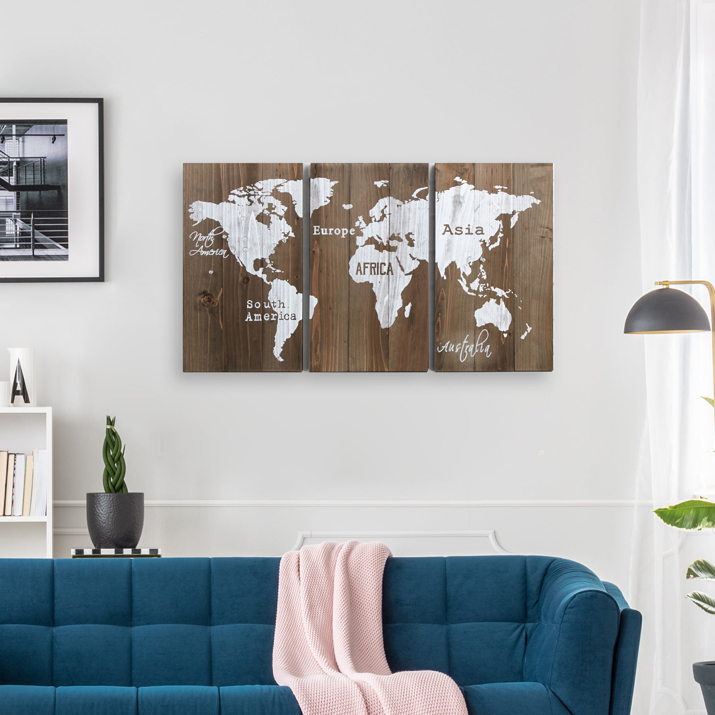 Jackcube Design Wall Décor mappa mondo legno con 20 puntine