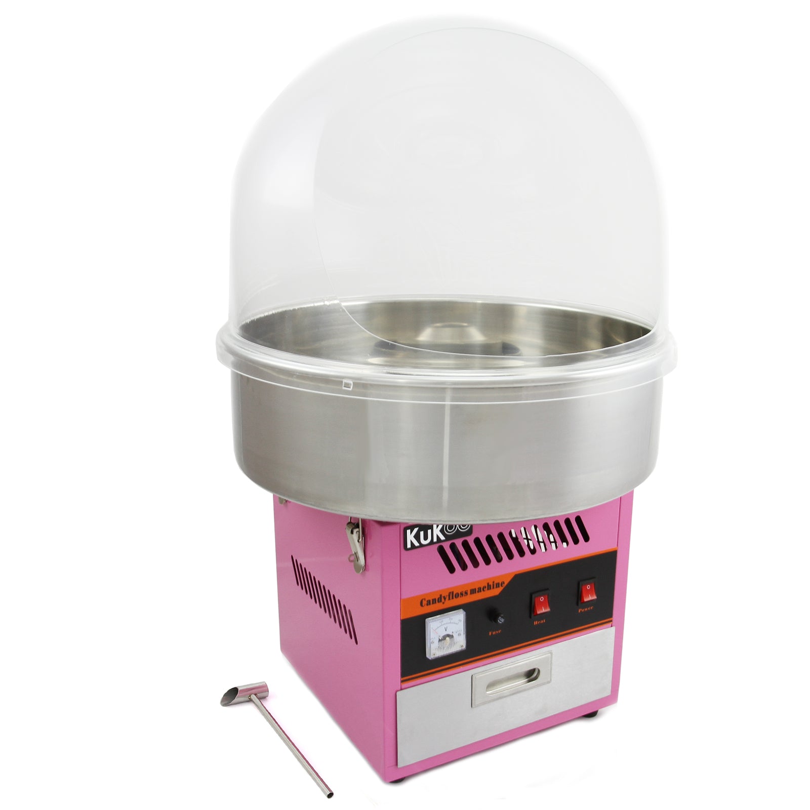 Q-Rax Macchina Zucchero Filato Cupola 50 cm Rosa 600 Stecche