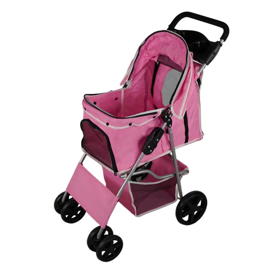 Q-Rax Passeggino Cani Rosa con Parapioggia 15 kg passeggino animali