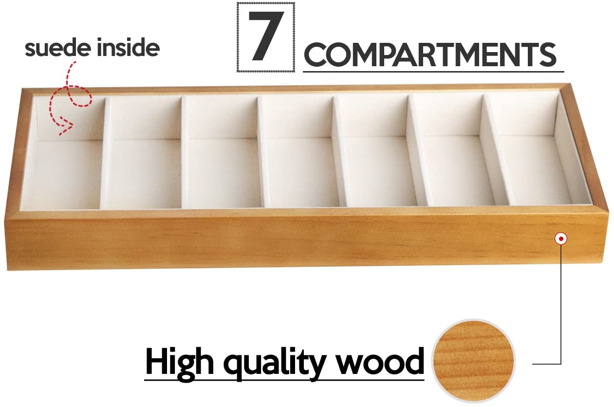 Jackcube Design Porta Occhiali Legno 7 Scomparti Vassoio Beige