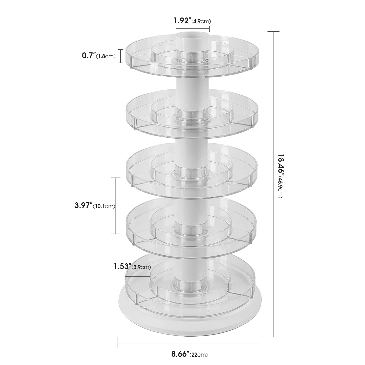 Jackcube Design Makeup Jewelry Stand 5 Piani Portasmalti Acrilico Girevole