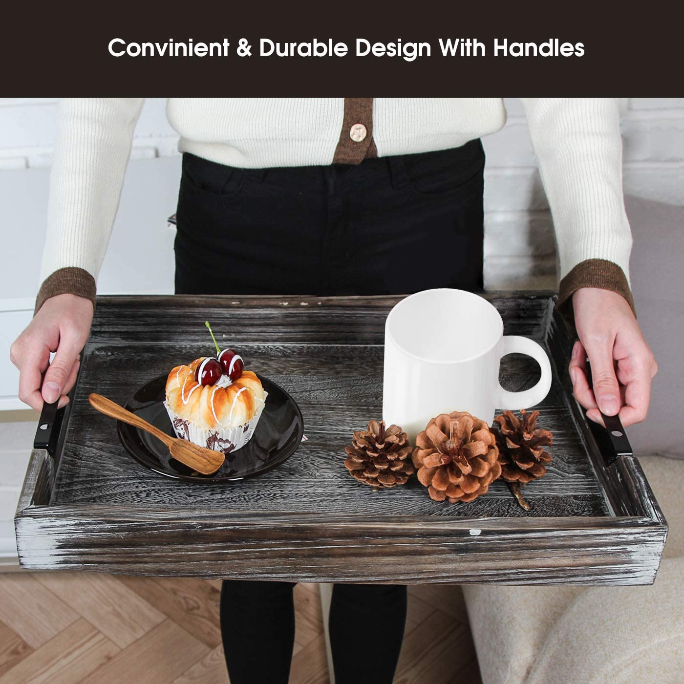 Jackcube Design Kitchen vassoio legno manici metallo rustico