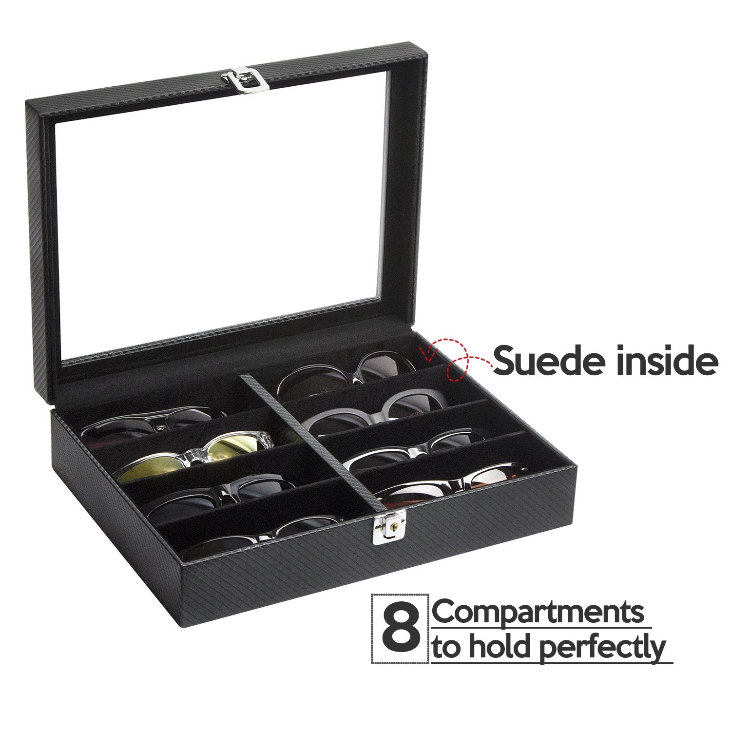 Jackcube Design Makeup Scatola Occhiali 8 Scomparti Pelle Nera