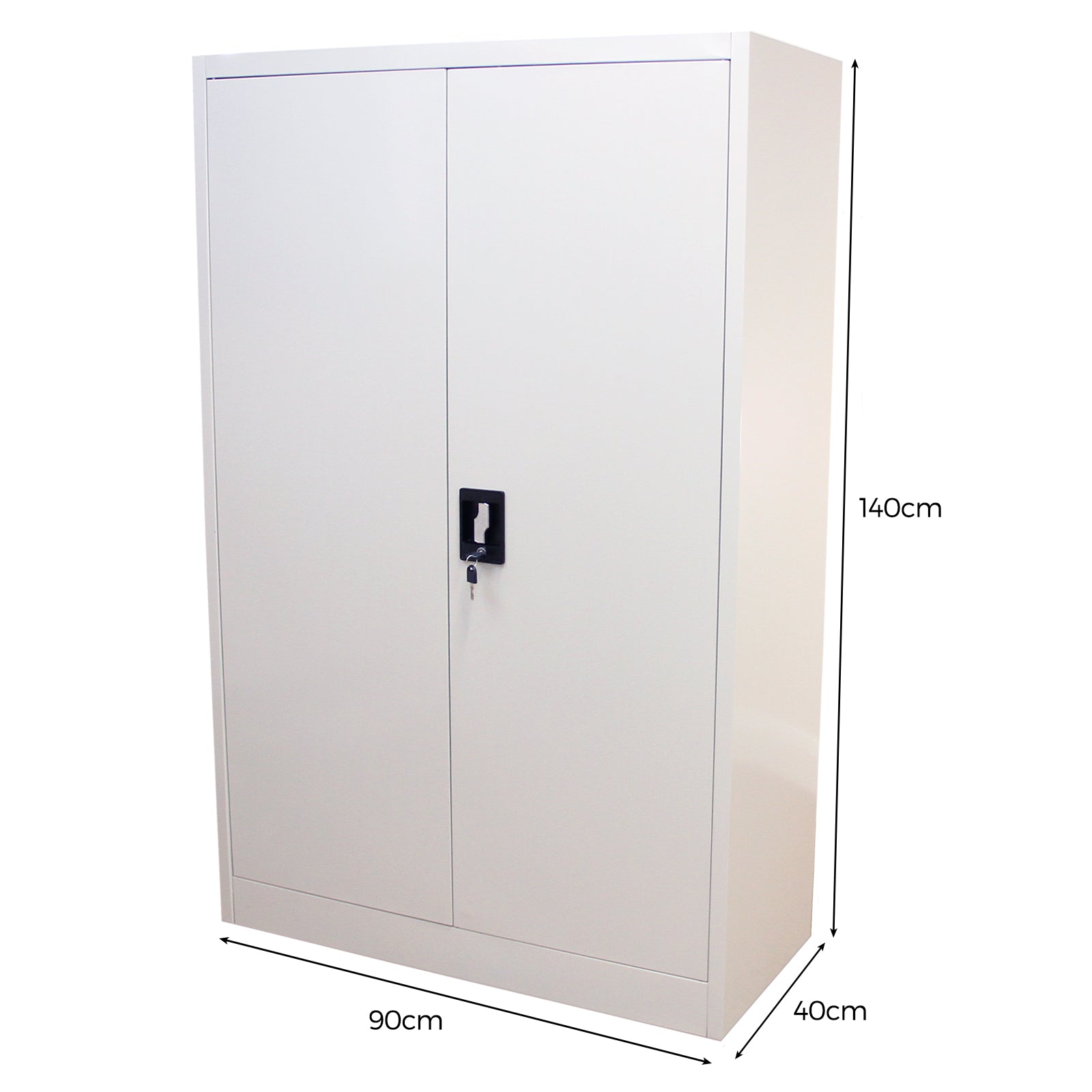 Q-Rax Armadietto Acciaio Grigio Alto 140x90x40 cm 3 Ripiani