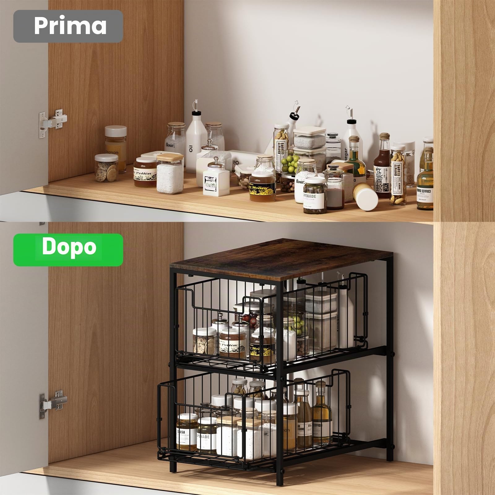 Meltrck Scaffale Portaspezie Organizer 2 Strati Marrone Vintage