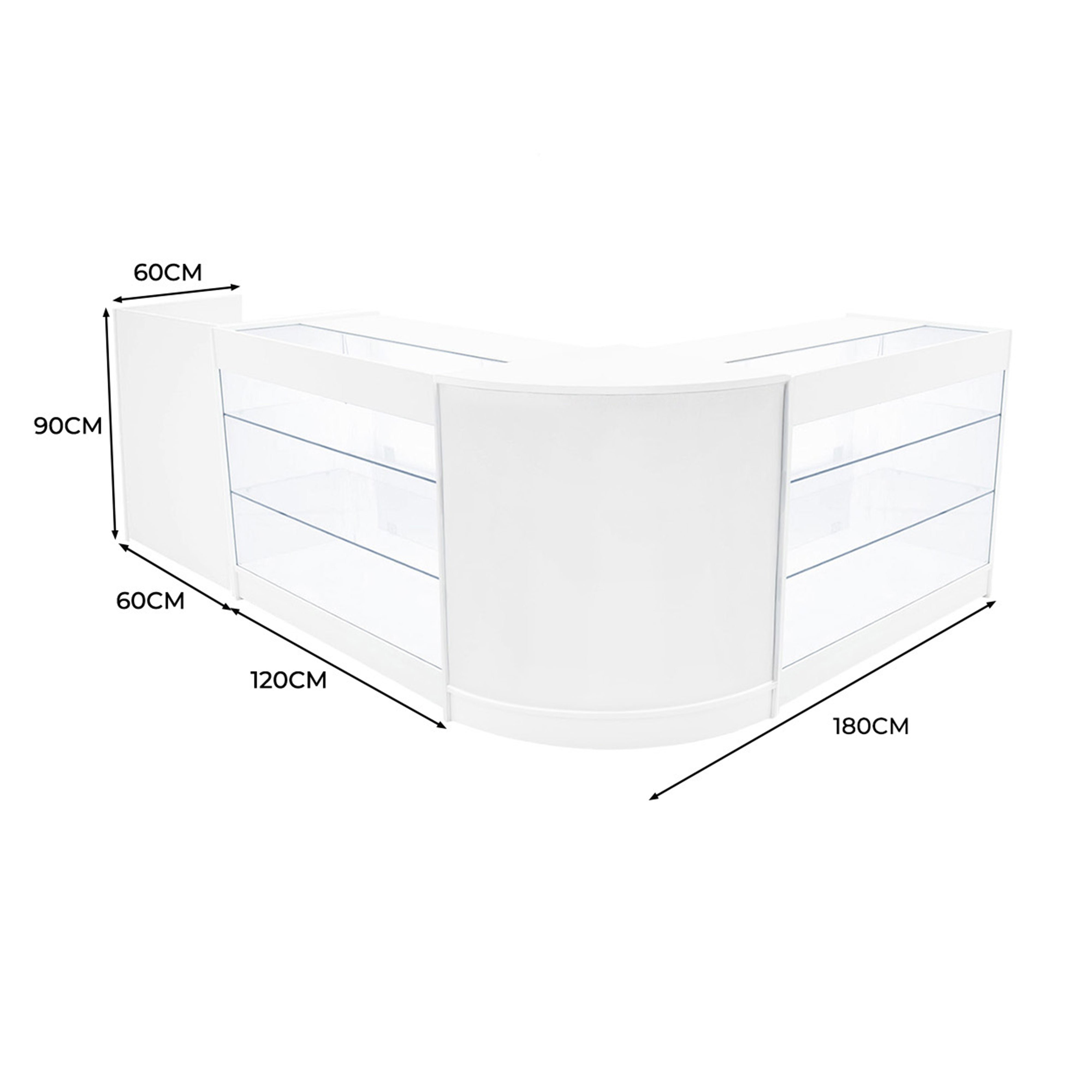 Q-Rax Banconi da Negozio Set LED Aries Bianco K1200 CM60 TB60