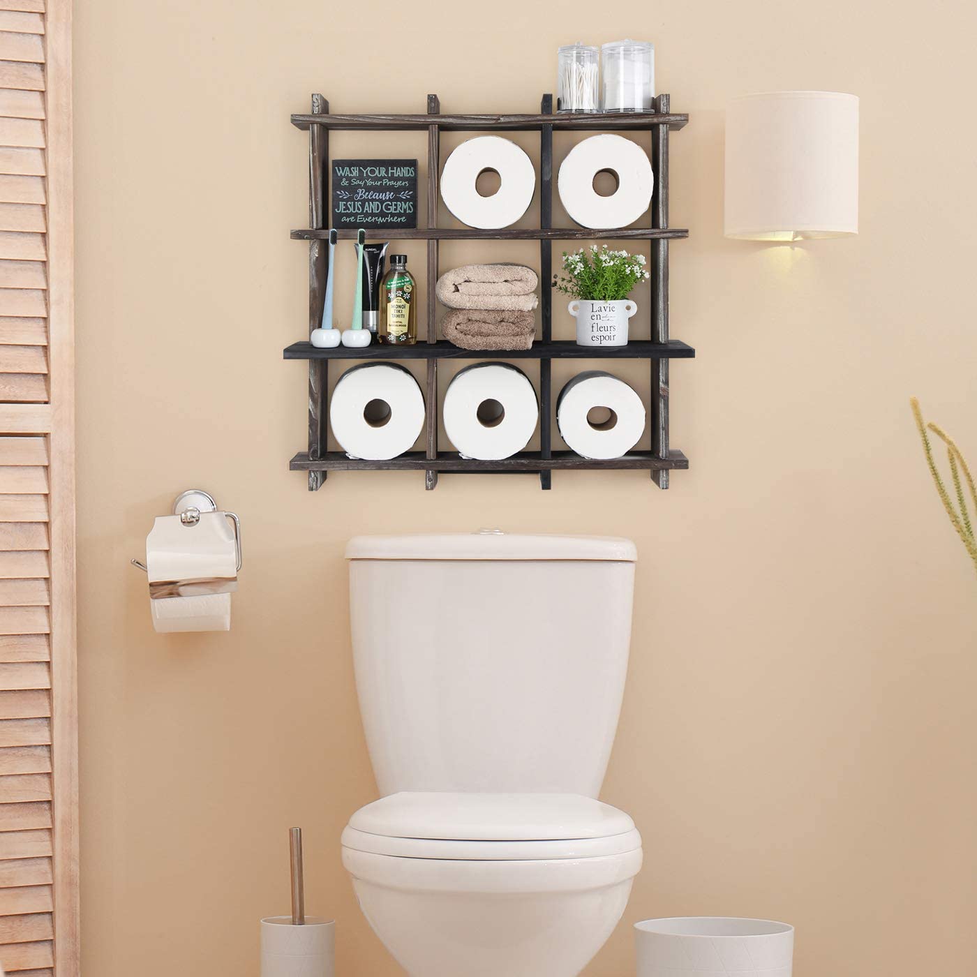 Jackcube Design Bathroom Mensola Bagno Legno 9 Scomparti