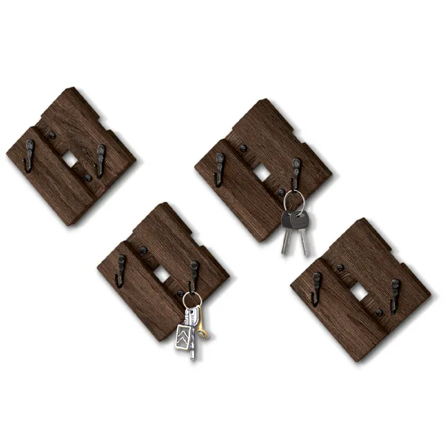 Jackcube Design Wall Décor set 4 appendiabiti parete legno