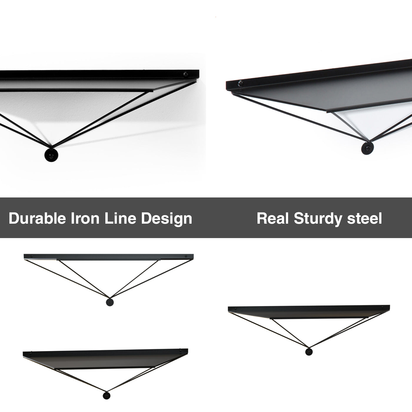 Jackcube Design Living Room Set 3 Mensole Parete Nere Metallo 43 cm