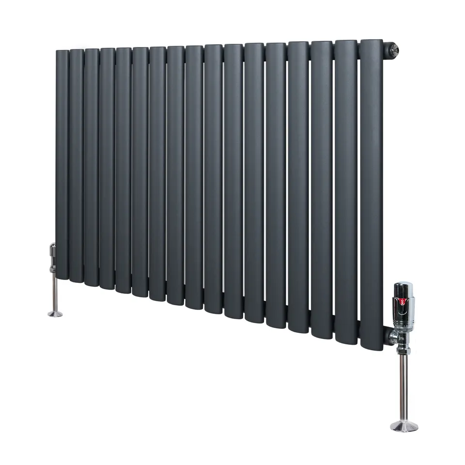 Q-Rax Radiatore Ovale 600x1020 Antracite Valvole