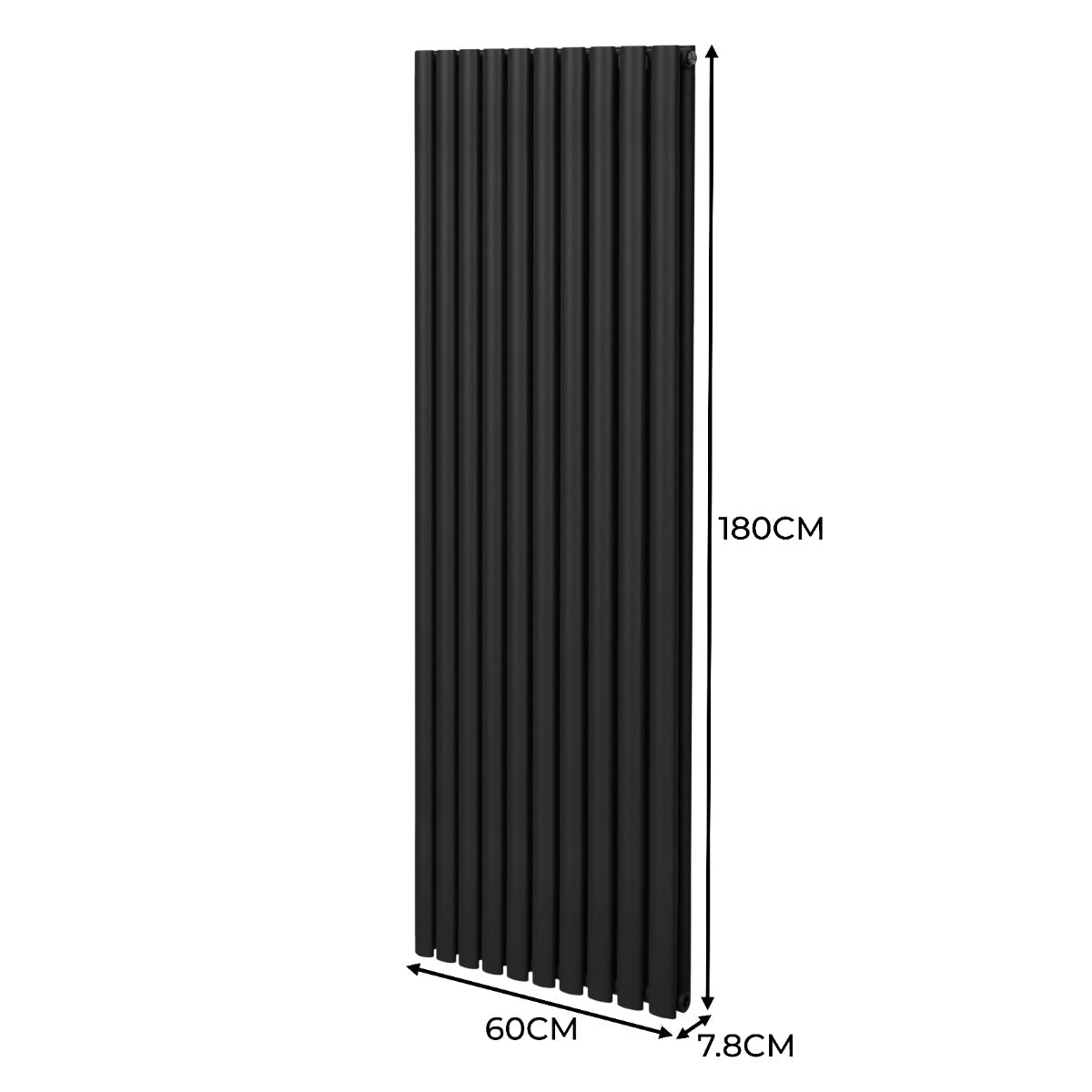 Q-Rax Radiatore colonna ovale 1800x600 nero con valvole