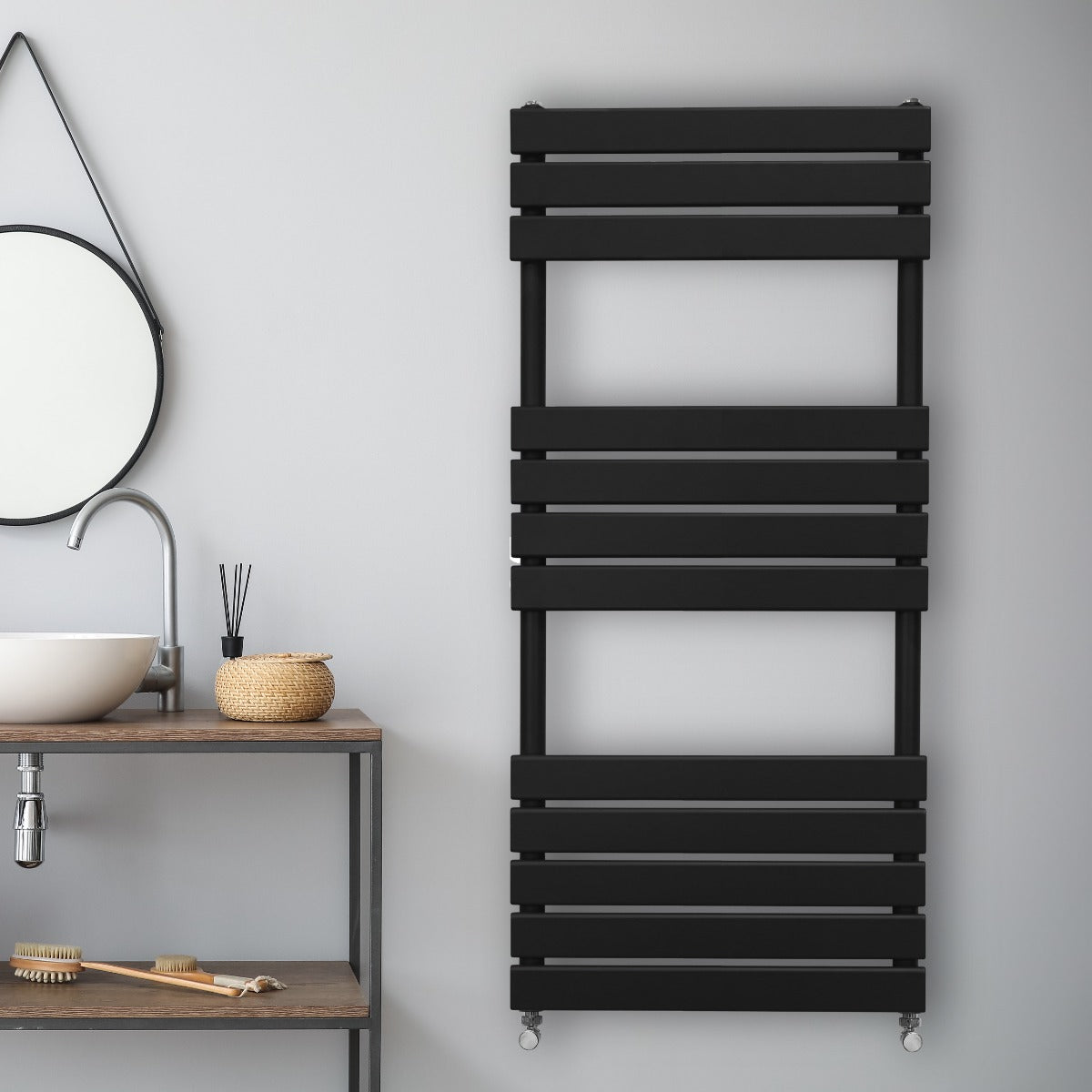 Q-Rax Scaldasalviette Nero 1200x500 mm Acciaio Opaco