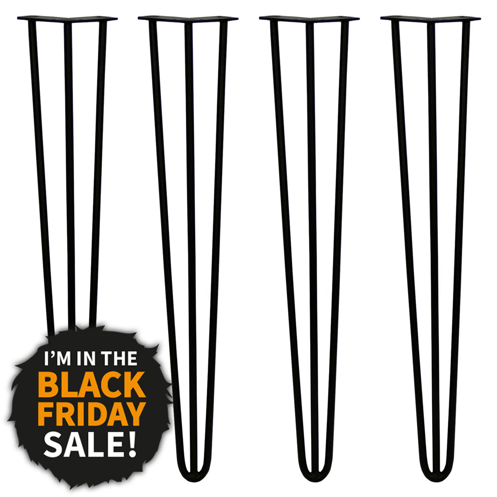 Q-Rax Gambe Per Tavoli Forcina 71cm 3 Rebbi 12mm Nero 4 Pezzi