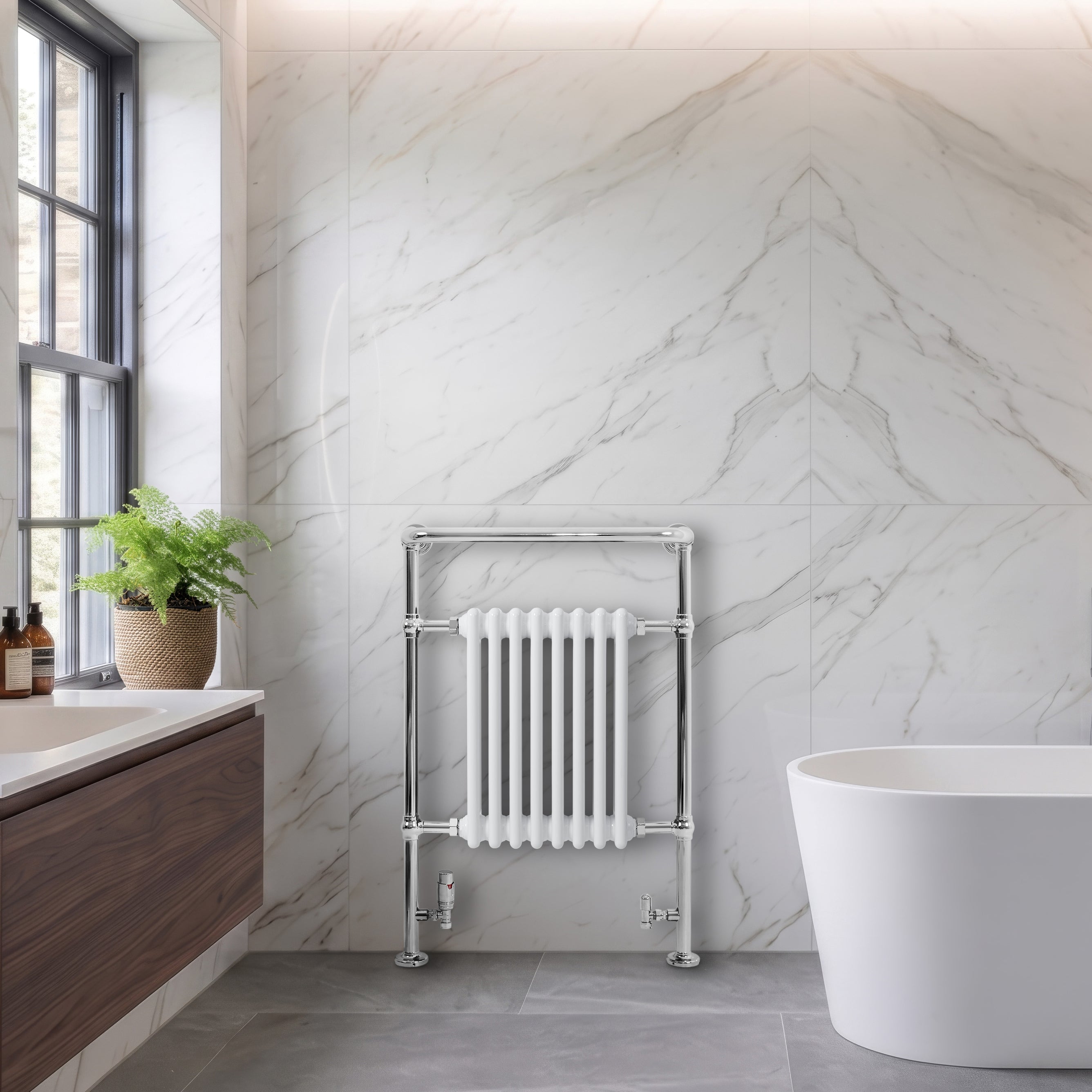 Q-Rax Scaldasalviette 950x660 Bianco con Barra Cromata