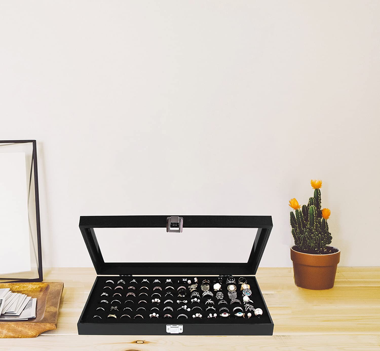 Jackcube Design portaanelli nero velluto 72 scomparti coperchio