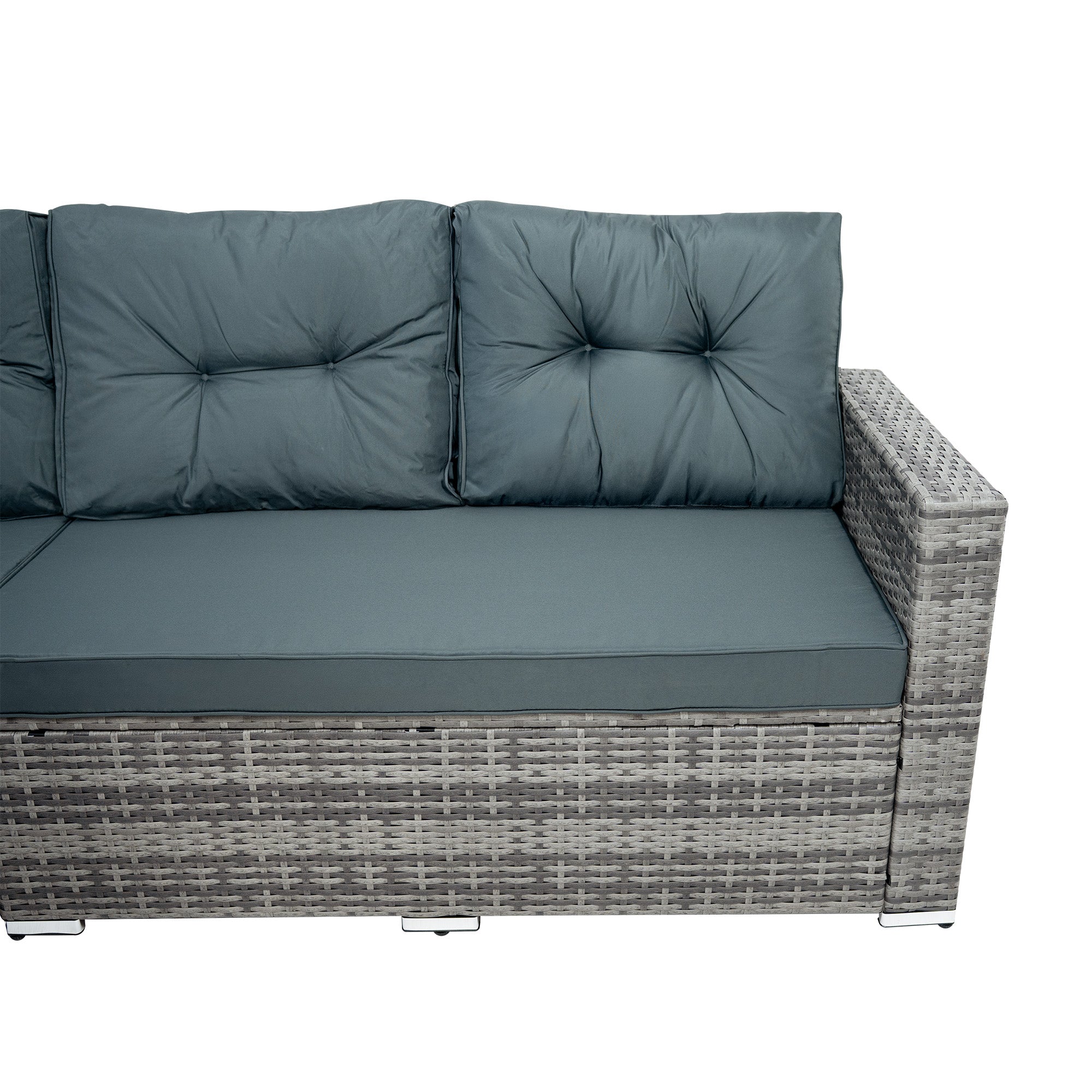Q-Rax Set Angolare Rattan 9 Posti Grigio Tavolo Polywood