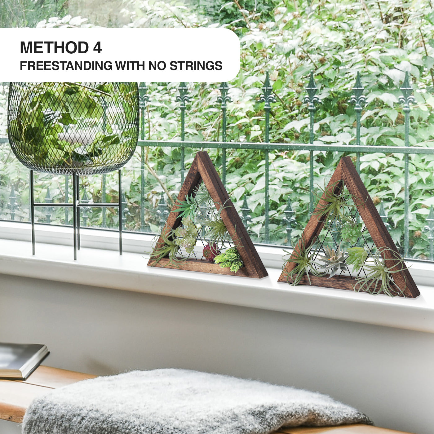 Jackcube Plant Set 2 Portapiante Sospeso Triangolo Legno