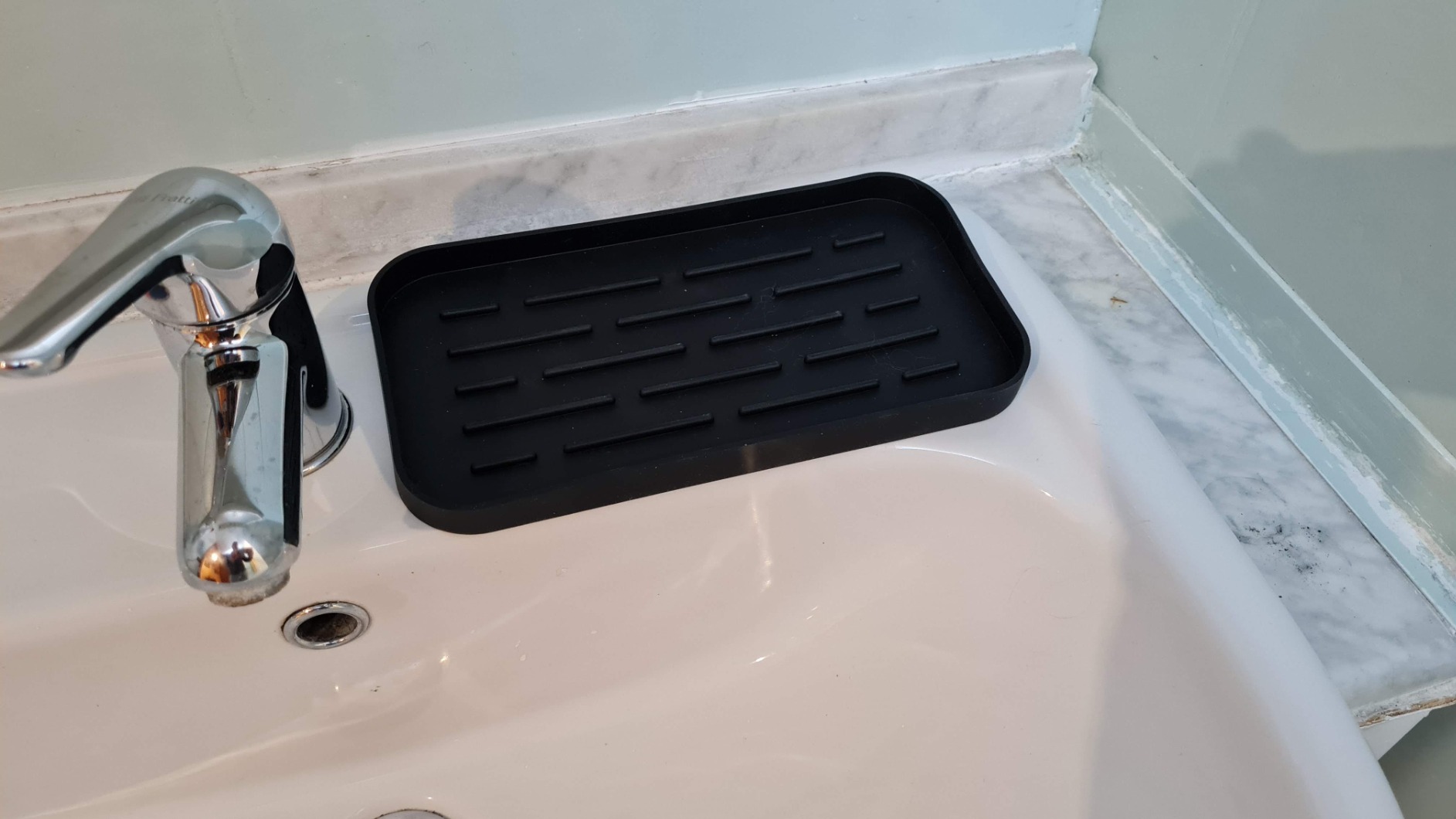 HGYZE Porta Spugna e Scolapiatti Tappetino Silicone Nero 25,5x14