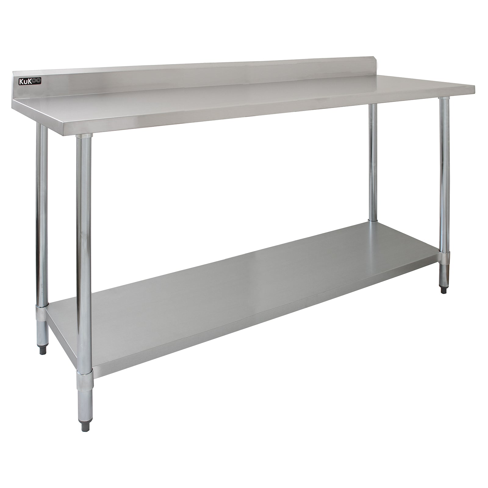 Q-Rax Tavolo Inox Cucina 180x60x90cm con Alzatina
