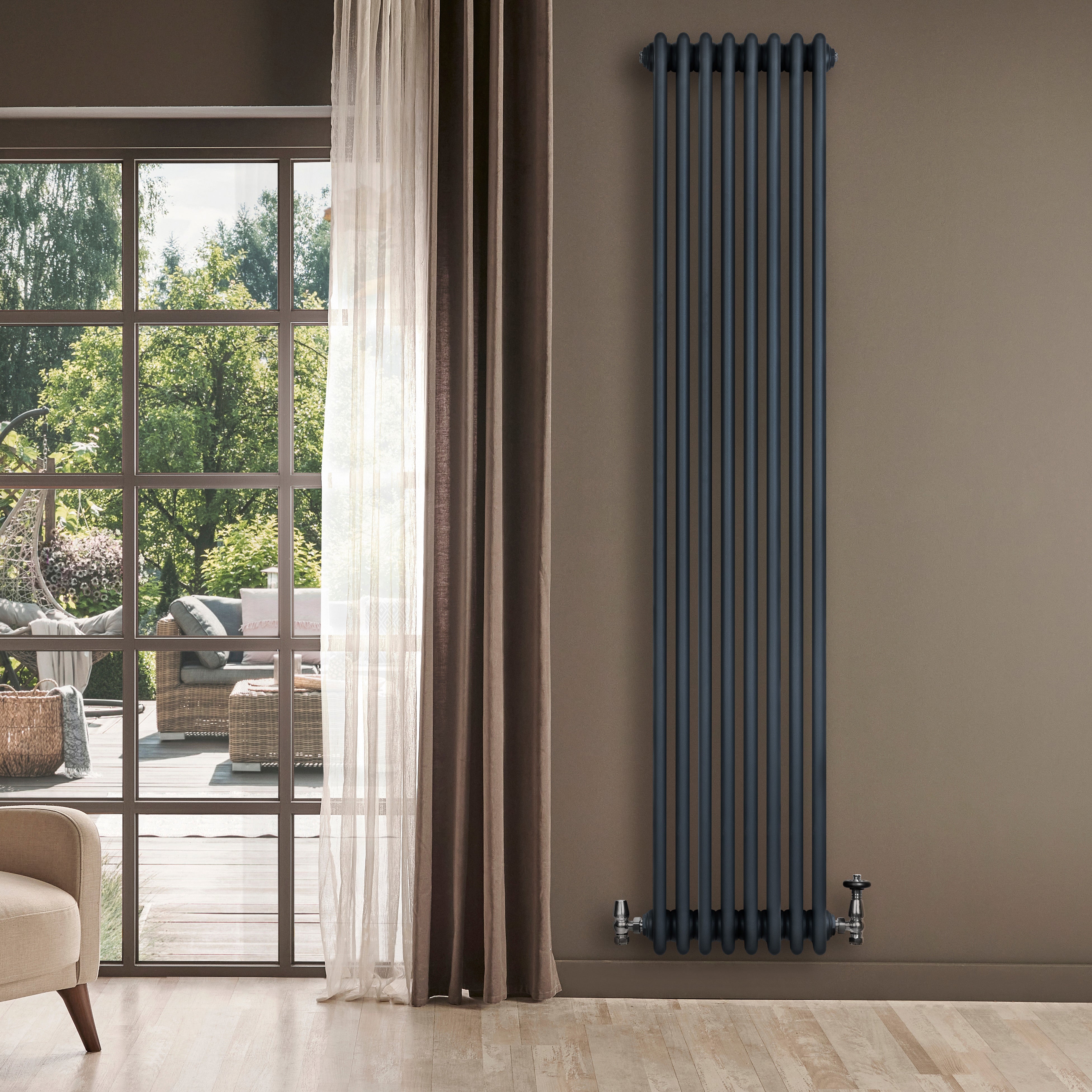 Q-Rax Radiatori Tradizionali 1800x380 Termosifone Antracite Valvole