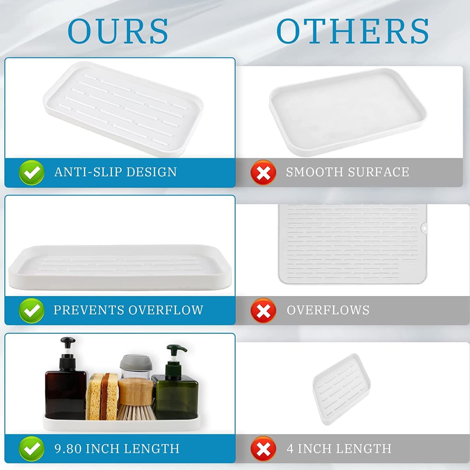 HGYZE Tappetino Scolapiatti Silicone 25,5x14 Bianco Bar Mat