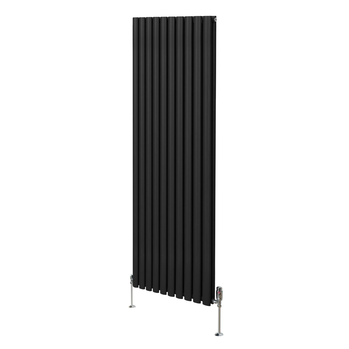 Q-Rax Radiatore colonna ovale 1800x600 nero con valvole